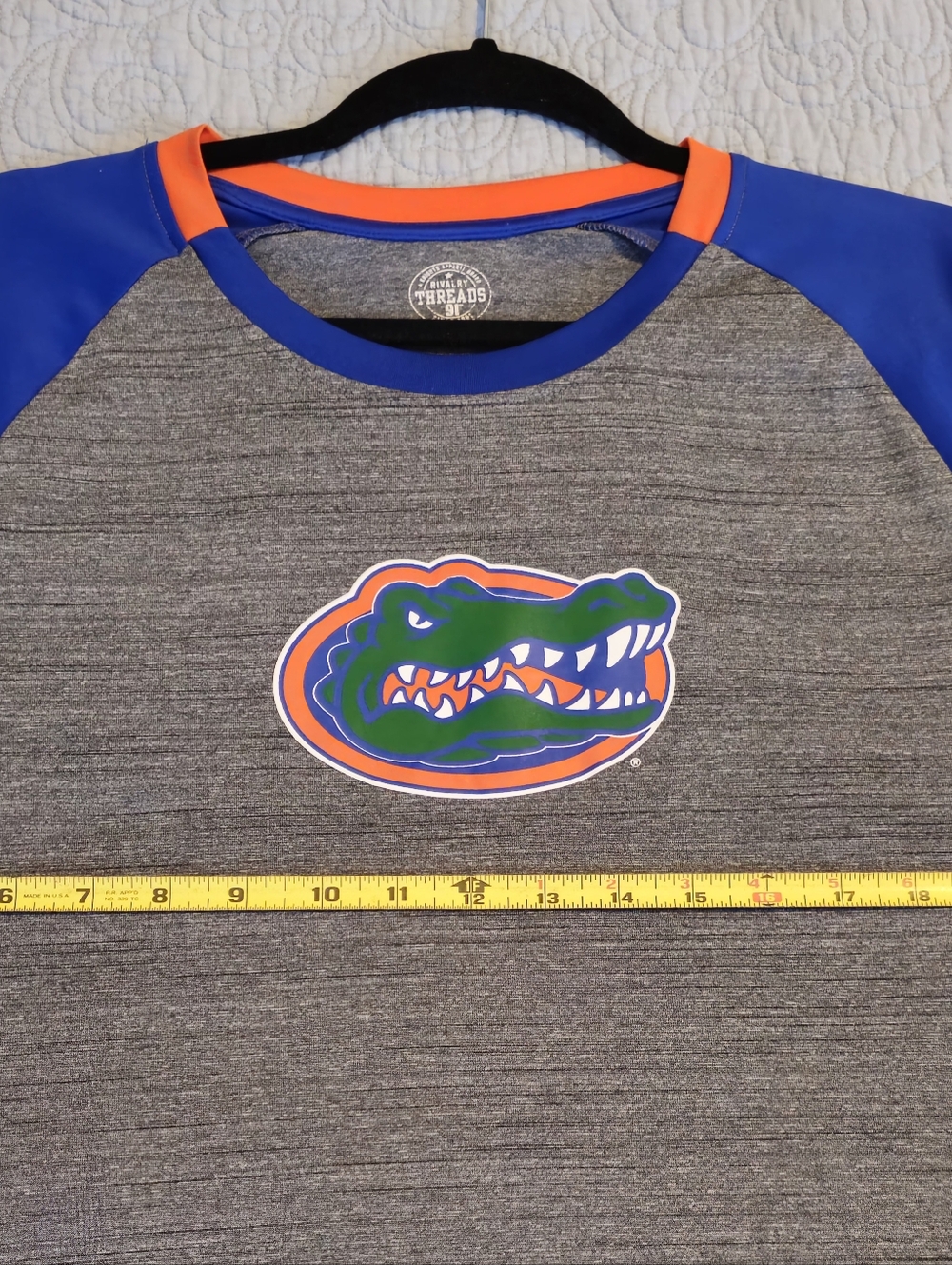 Rivalry Threads Florida Gators Raglan Tee - Gray, Royal Blue & Orange - Picture 5 of 5